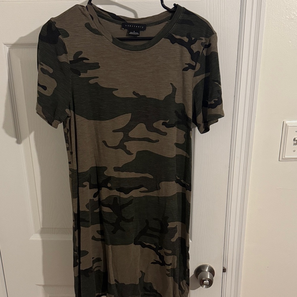 Sanctuary Camo Mini Dress - Green and Brown